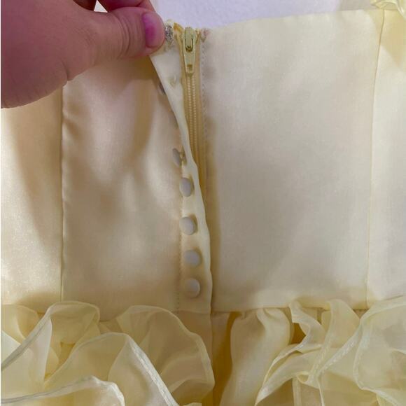 NWT Selkie Twinkie Paris Mini Babydoll Dress‎ Puff Sleeve Yellow Size S - Picture 9 of 9